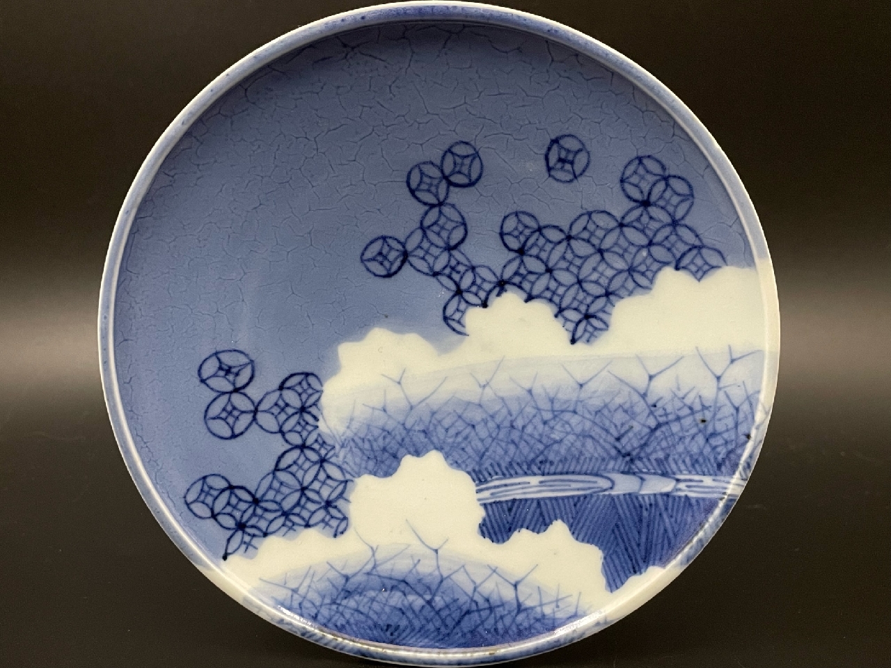 ギャラリー安原 / ご売約 薄瑠璃釉染付 雪持柴垣文皿